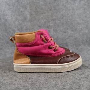 Oomphies Shoes Toddler 9C Sneaker Boots Casual Kids Pink Brown Lace Up Girls